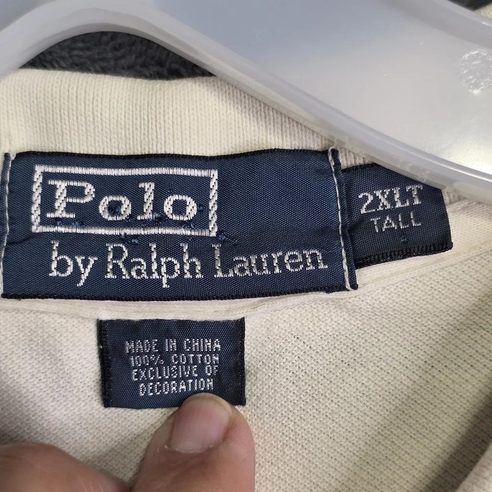 Vintage Polo by Ralph Lauren Men's Cream Polo Shirt